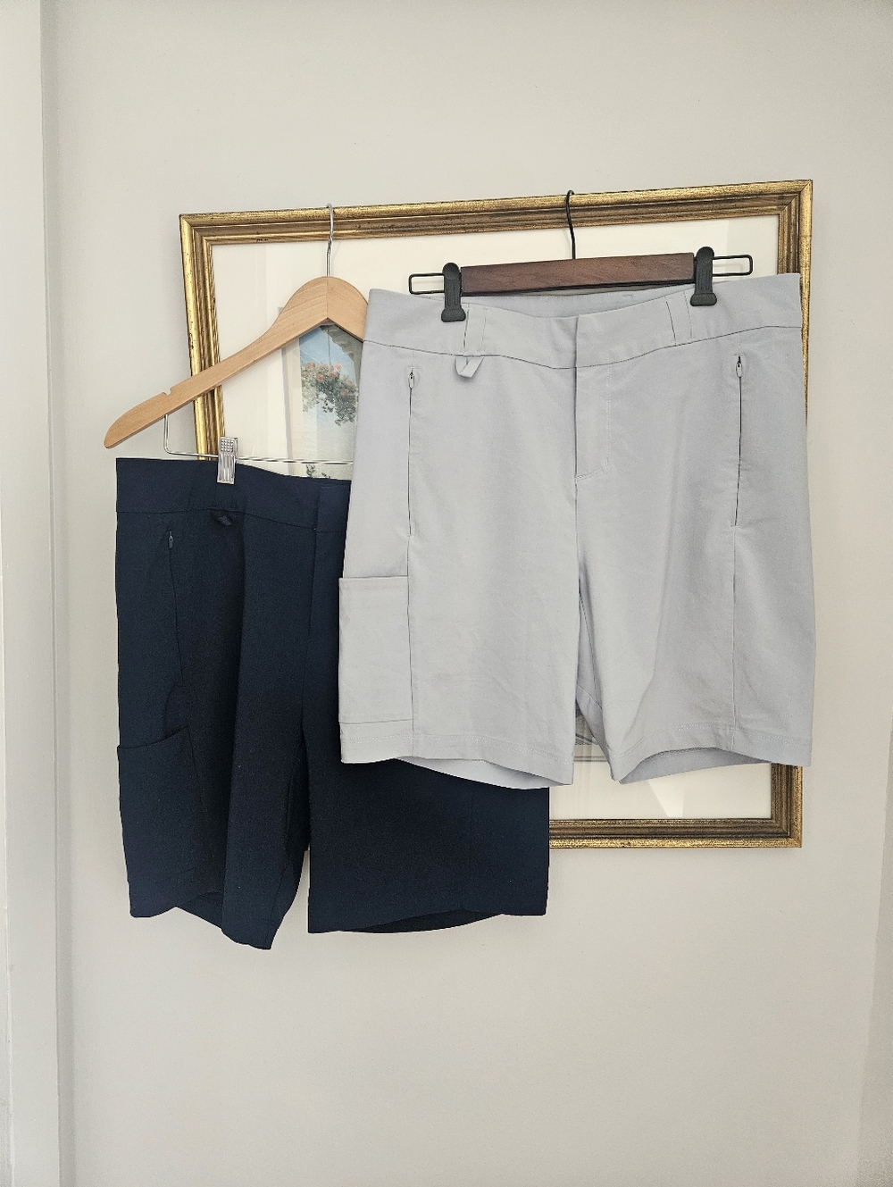 Set Of 2 Columbia PFG Womens Shorts. Comfortable And Versatile. Lt Gray And Navy